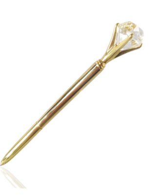 Gold lacquered jewelled top ballpoint pen