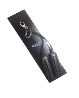 Osprey Black leather Handbag  double tassel key-ring