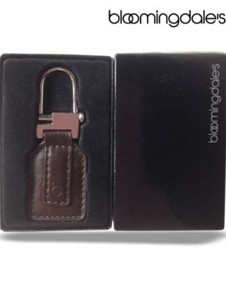 Bloomingdales padlock style leather key fob key-ring