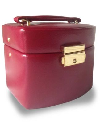 Small Red Leather Travel Jewellery-Trinket Box-organiser