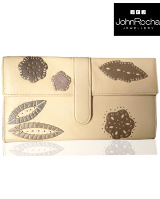 John Rocha cream leather travel jewellery roll organiser wallet