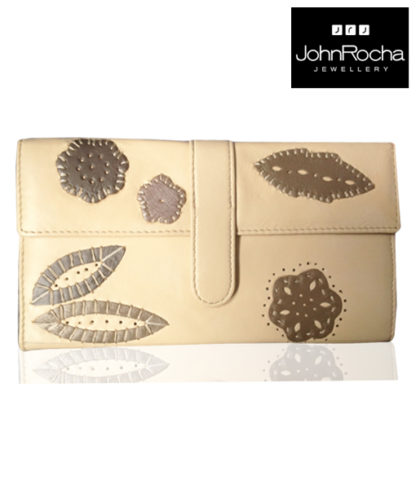 John Rocha cream leather travel jewellery roll organiser wallet