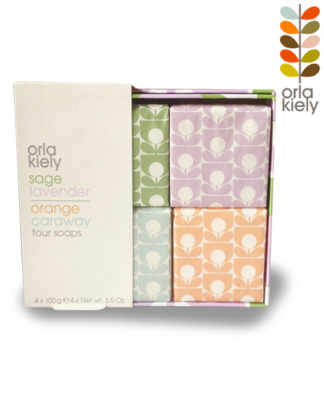 Orla Kiely mixed set 4 beauty exfoliating soaps