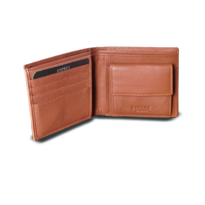 Osprey Mens Full grain Tan leather bi fold wallet-card holder