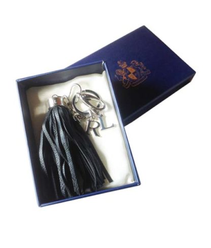 Ralph Loren Black leather handbag tassel key-chain