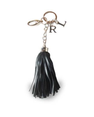Ralph Loren Black leather handbag tassel key-chain