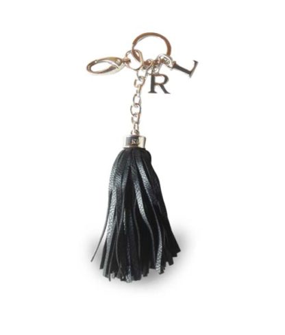 Ralph Loren Black leather handbag tassel key-chain