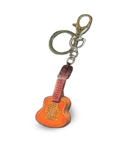 Genuine leather 3D Guitar key-ring