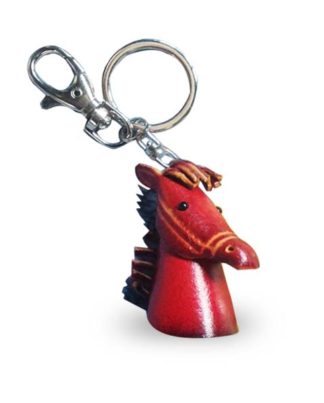 Genuine leather 3D Horse head keyring