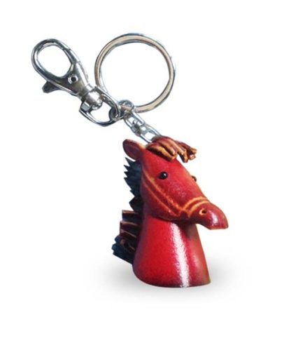 Genuine leather 3D Horse head keyring