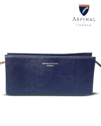 Aspinal small MIDNIGHT BLUE LIZARD Cosmetic Bag