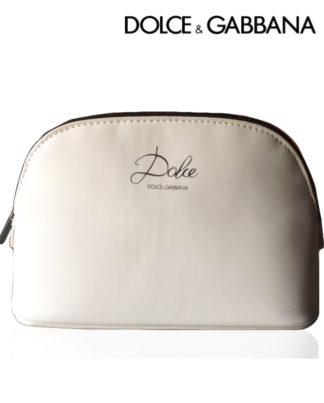 Dolce & Gabbana cream cosmetic makeup bag