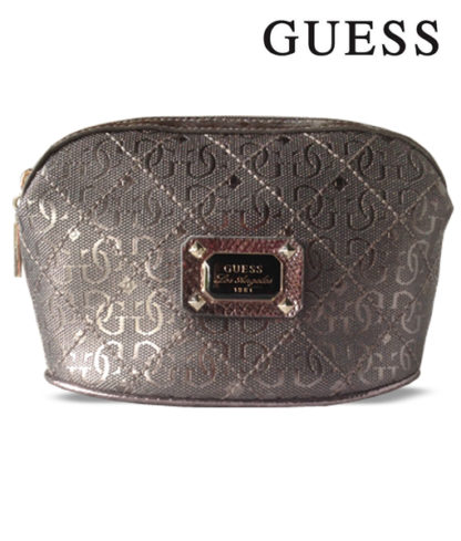 Guess Ladies Small Pewter Makeup Bag