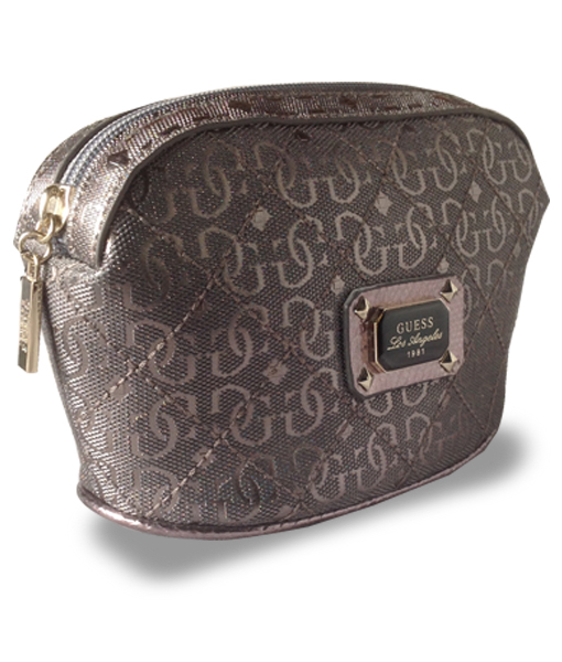 Download Guess Ladies Small Pewter Makeup Bag - finga-nails