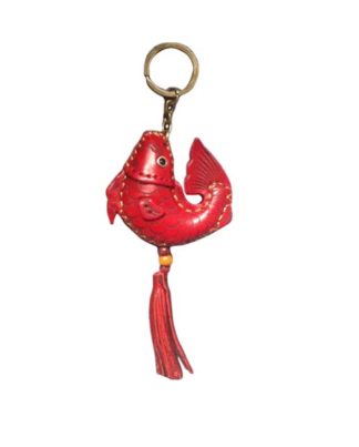 3D Leather Koi fish tassel good luck bag-charm