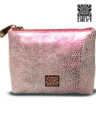 Biba pink holographic cosmetic pouch