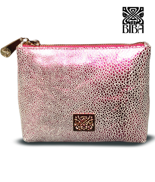 Biba Pink Holographic Cosmetic Pouch