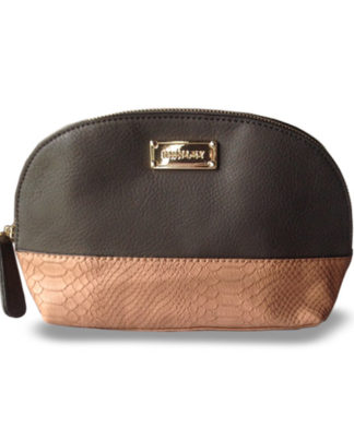 Henley Gracie two tone Charcoal / Tan Python cosmetic bag