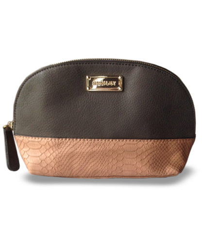 Henley Gracie two tone Charcoal / Tan Python cosmetic bag