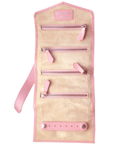 Aspinal of London Pink leather jewellery roll