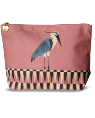 Tom Frost Grey Heron illustration Large PINK wash-bag