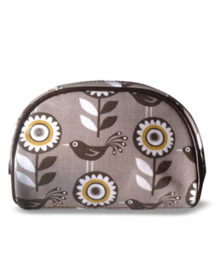 Nicky James Birds and Flowers cotton canvas makeup bag