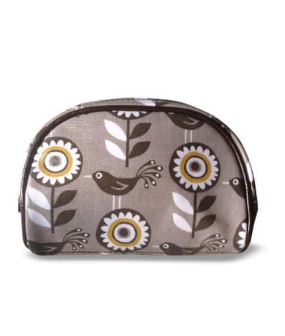 Nicky James Birds and Flowers cotton canvas makeup bag