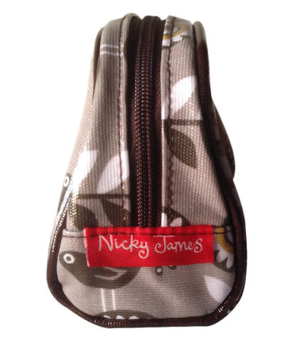 Nicky James Birds and Flowers cotton canvas makeup bag