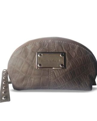 JAMES LAKELAND Taupe/Grey leather PHILIPPA cosmetic bag