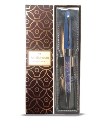 Jon Richard Blue Crystal Shaker Pen and Pouch Set