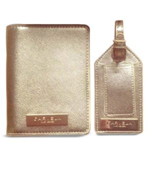 KURT GEIGER Carvela Gold Passport cover and luggage tag gift set