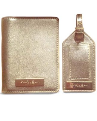 KURT GEIGER Carvela Gold Passport cover and luggage tag gift set