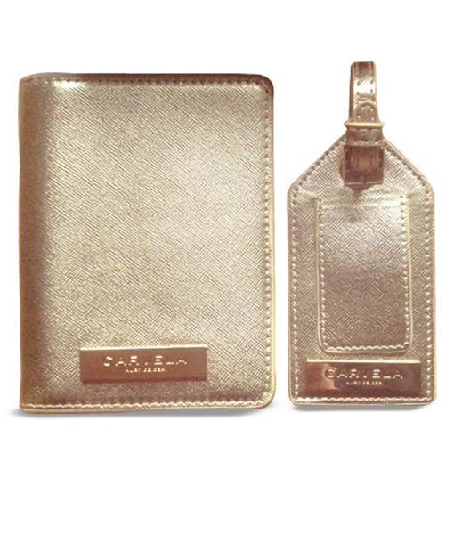 KURT GEIGER Carvela Gold Passport holder and luggage tag - finga-nails