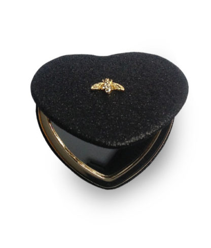 Black Glitter Heart shaped double mirror compact
