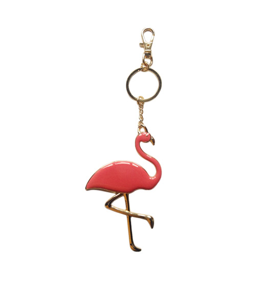 OASIS enamel Pink Flamingo bag tassel keyring charm finga nails