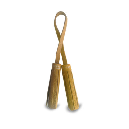 OSPREY Mustard Leather Twin Tassel Handbag Charm