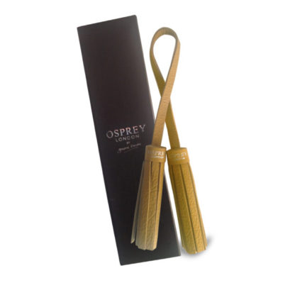OSPREY Mustard Leather Twin Tassel Handbag Charm