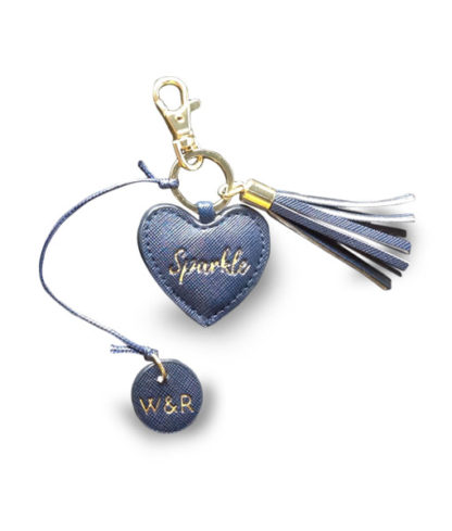 Willow and Rose Sparkle Navy Heart keyring/ bag tassel