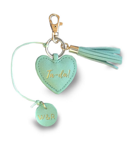 Willow and Rose Ta-da Mint Heart keyring/ bag tassel