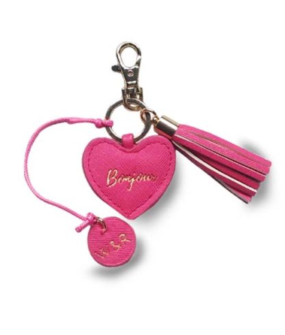 Willow and Rose Bonjour Pink Heart keyring/ bag tassel