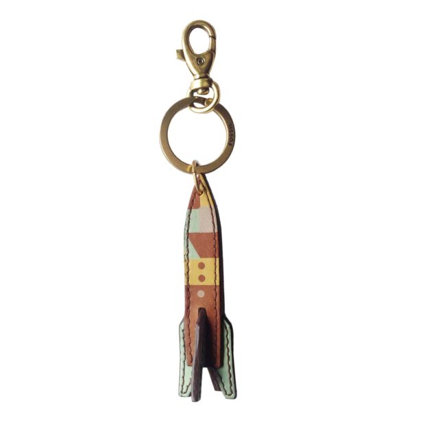 Fossil Leather Rocket handbag keyring charm