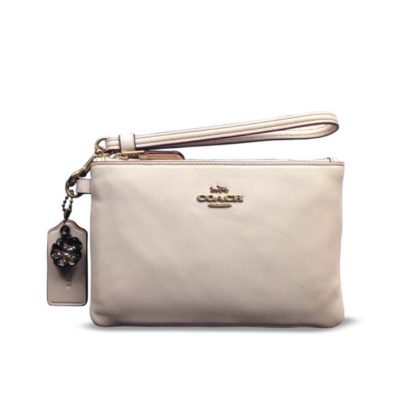 Coach New York Cream Leather Flat Wristlet Purse