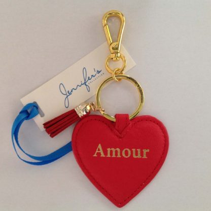 Jennifer's Collection RED Amour Love Heart tassel keyring bag charm