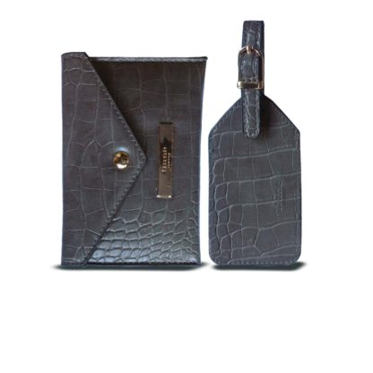 DUNE Grey Mock Croc Luggage Tag & Document Purse