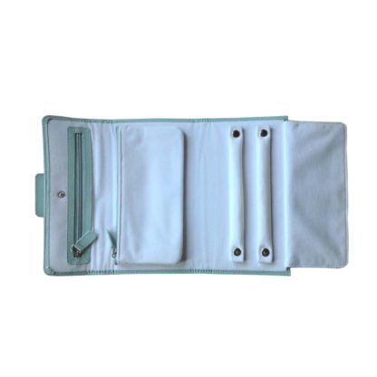 Dulwich Designs Duck Egg Leather Jewellery Roll