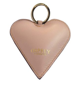 Osprey Large Dusky Pink Leather Love Heart keyring