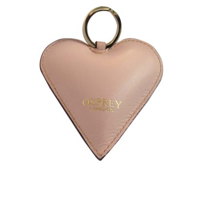 Osprey Large Dusky Pink Leather Love Heart keyring