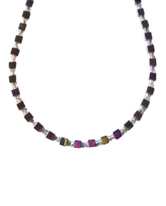 Iridescent Rainbow Hematite Cube Necklace