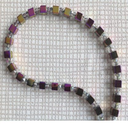 Iridescent Rainbow Hematite Cube Necklace
