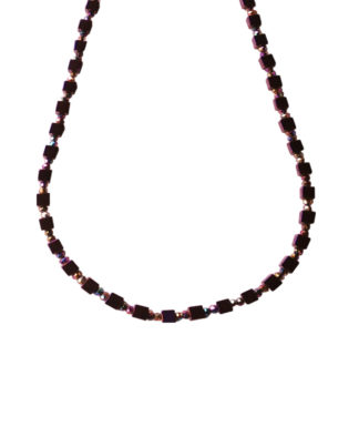 Royal Purple Hematite Cube Necklace